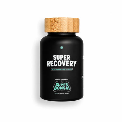 Bottle of Super Recovery capsules. 